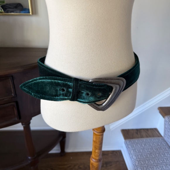 Flawed Free People Evalina Green Velvet Belt SM/M - Picture 7 of 10
